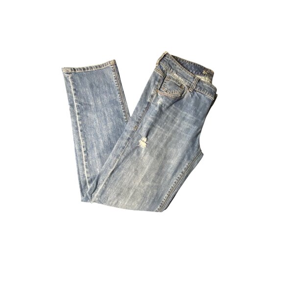 New York & Company Low Rise Slim Fit Distressed Blue Jeans Size 8 - Picture 15 of 15